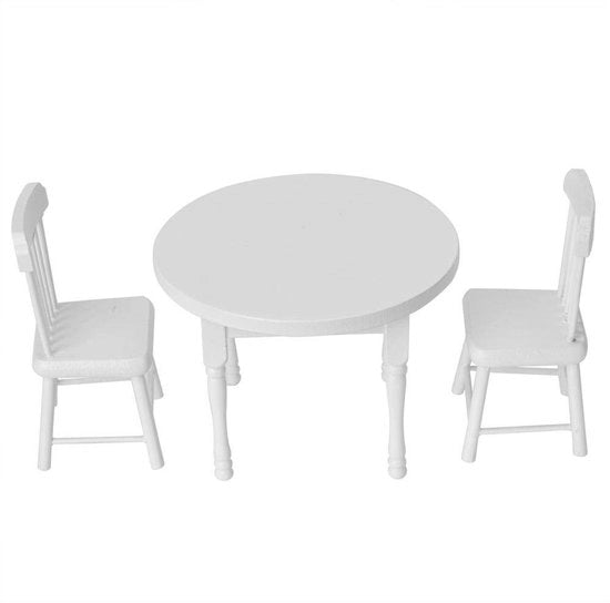 Set di Mobili in Legno - Tavolo e Sedie - Accessori Miniatuturi - Scala 1:12 - Adatto per Bambini - Ideale per Bambini di Età Prescolare