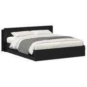 Letto matrimoniale | Letto per adulti | Telaio del letto con storage con testiera Nero 180 x 200 cm