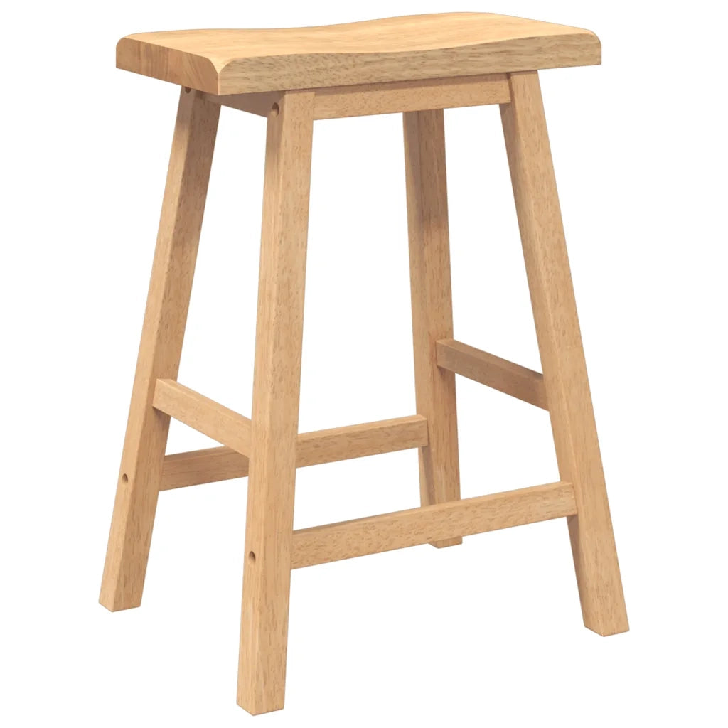 Sgabelli da Bar 2 pz Naturale Legno Massello di Hevea 4102544