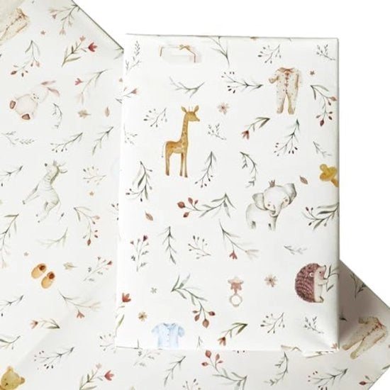 Cadeaupapier con Disegni di Animali - 50x70 cm Prodotto con Tecnica a Pastele