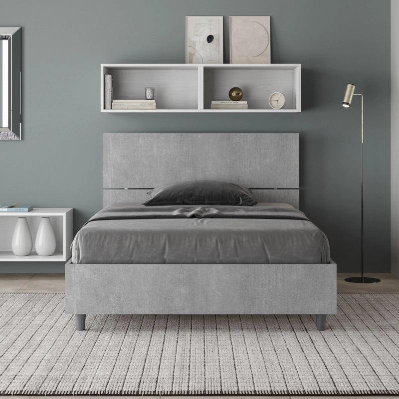 Letto 1 piazza e mezza 120x190 cm testata inclinata Demas - Senza rete,Grigio