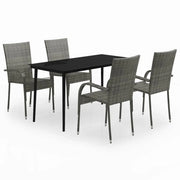 Set da pranzo da giardino per esterni 5 pezzi mobili grigi e neri 02_0013796