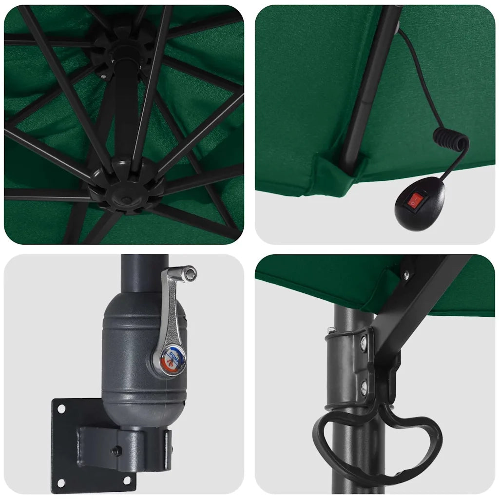 Ombrello da giardino Verde e Nero 248 x 248 x 148 cm
