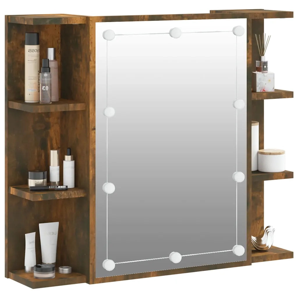 Mobile a Specchio con LED Rovere Fumo 70x16,5x60 cm cod mxl 74356