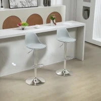 Set da 2 Sgabelli da Bar, Sgabelli Girevoli con Schienale, Regolabili in Altezza, fino a 120 kg di Portata, 42 x 38 x 82-104 cm, Grigio