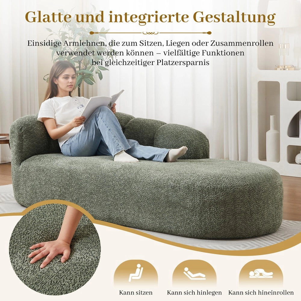 Divano letto imbottito ¨C Minimal ¨C Tessuto chenille verde salvia senza braccioli
