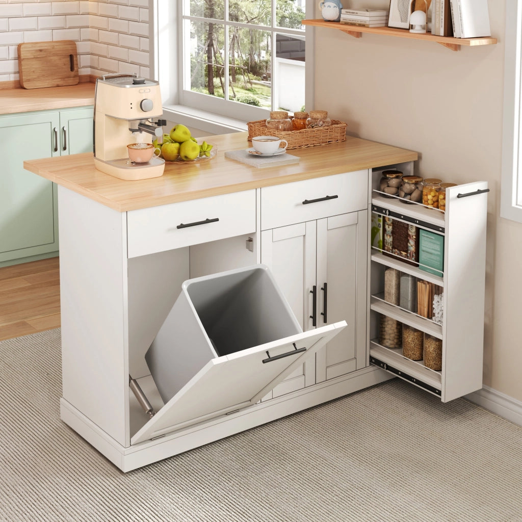 Isola Cucina su Ruote con Piano Ribaltabile e Cassetti ¨C MINIMAL ¨C 120x45x93 cm