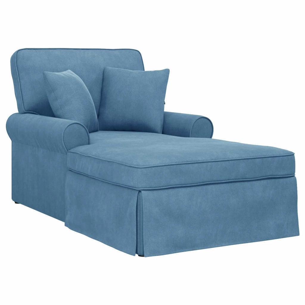 Chaise Longe con Gonna con cuscino 3 pz Blu Tessuto in Cords CFW6190751
