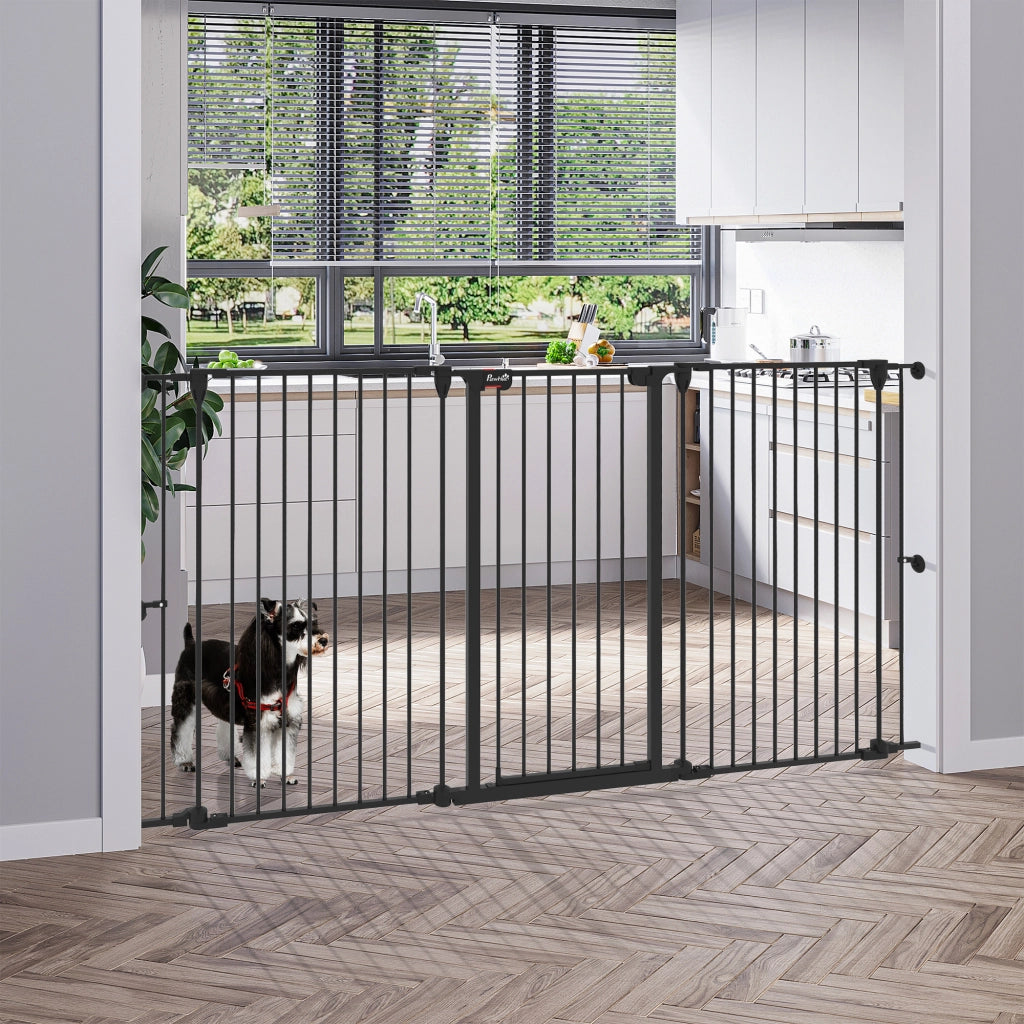 Recinto per Cani Pieghevole in Acciaio con 3 Pannelli ¨C zephmum ¨C Nero 206x90 cm