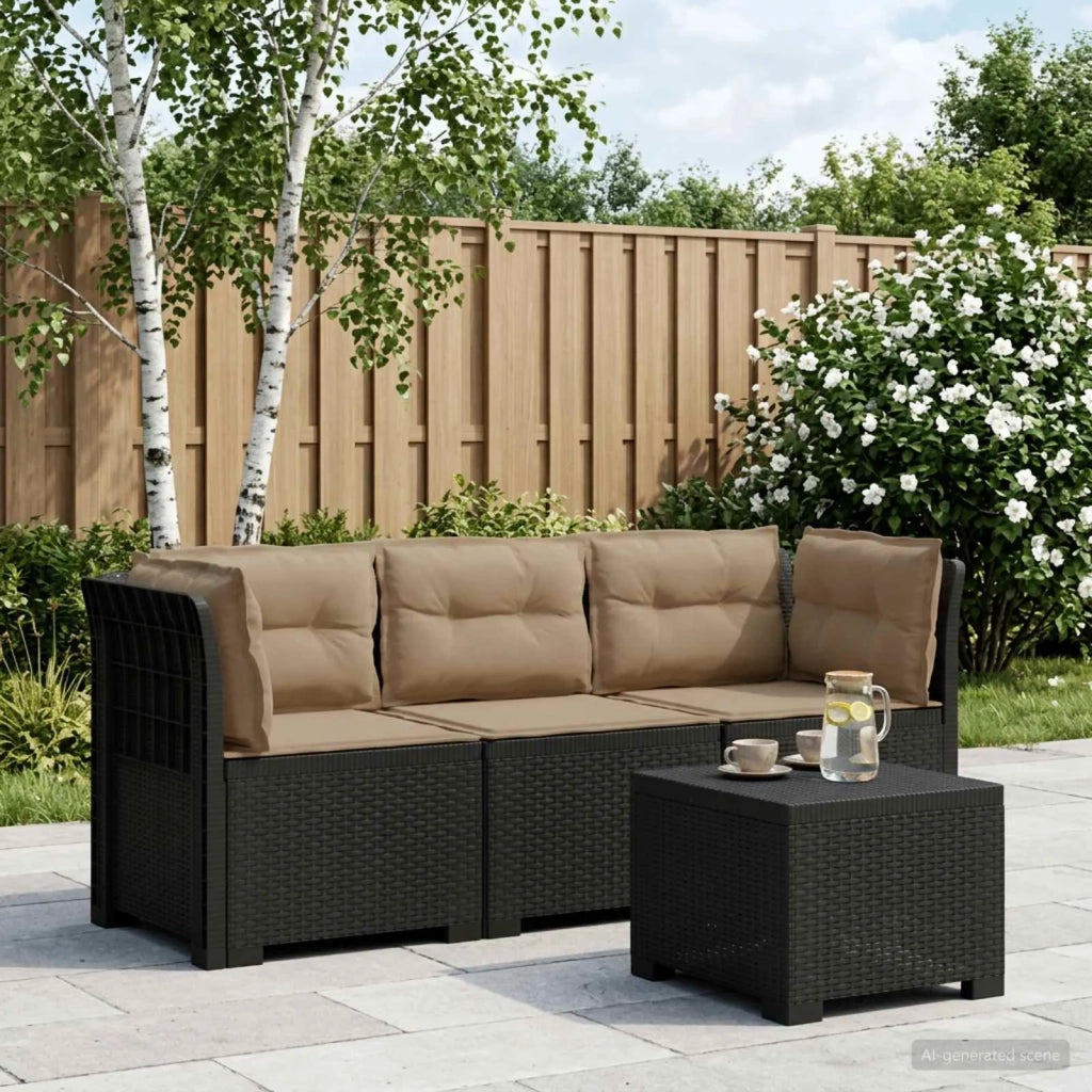 Divano da giardino 3 posti con cuscini in look rattan PP 3443836