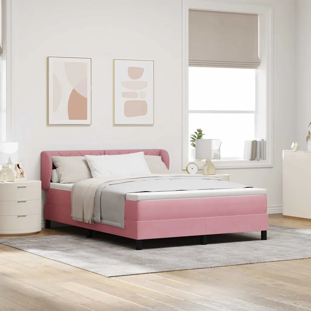 Letto a molle con testiera Rosa 140 x 190 cm Velluto 3340441