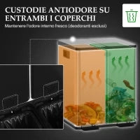 Bidone Immondizia a 2 Sezioni da 20L con Chiusura Silenziosa, in Acciaio Inox e PP, 45.8x36x51.6 cm