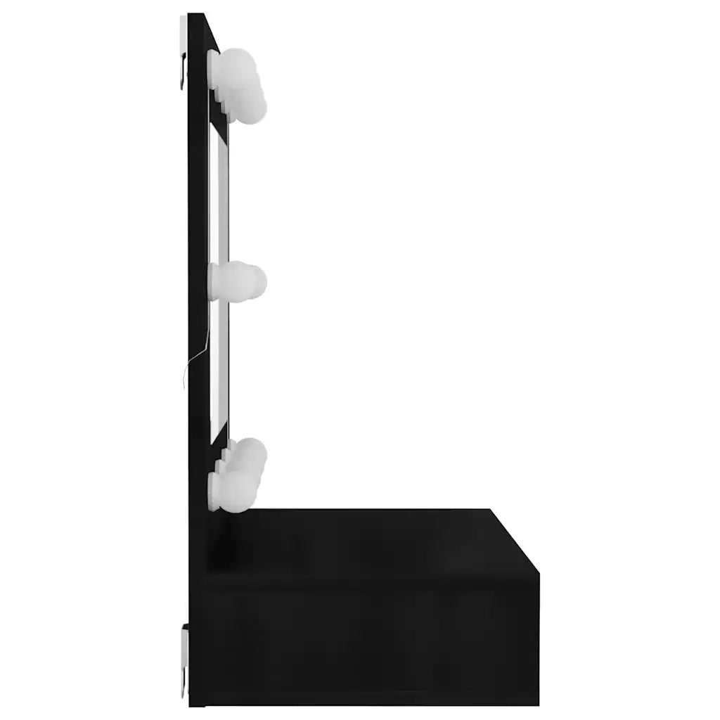 Mobile a Specchio con LED-Armadietto a Specchio Nero 60x31,5x62 cm
