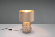 KIRAN LAMPADA DA TAVOLO CERAMICA GRIGIO E ORO CON PARALUME VELLUTO BEIGE E ORO H. 38CM 1 LUCE ATTACCO E27