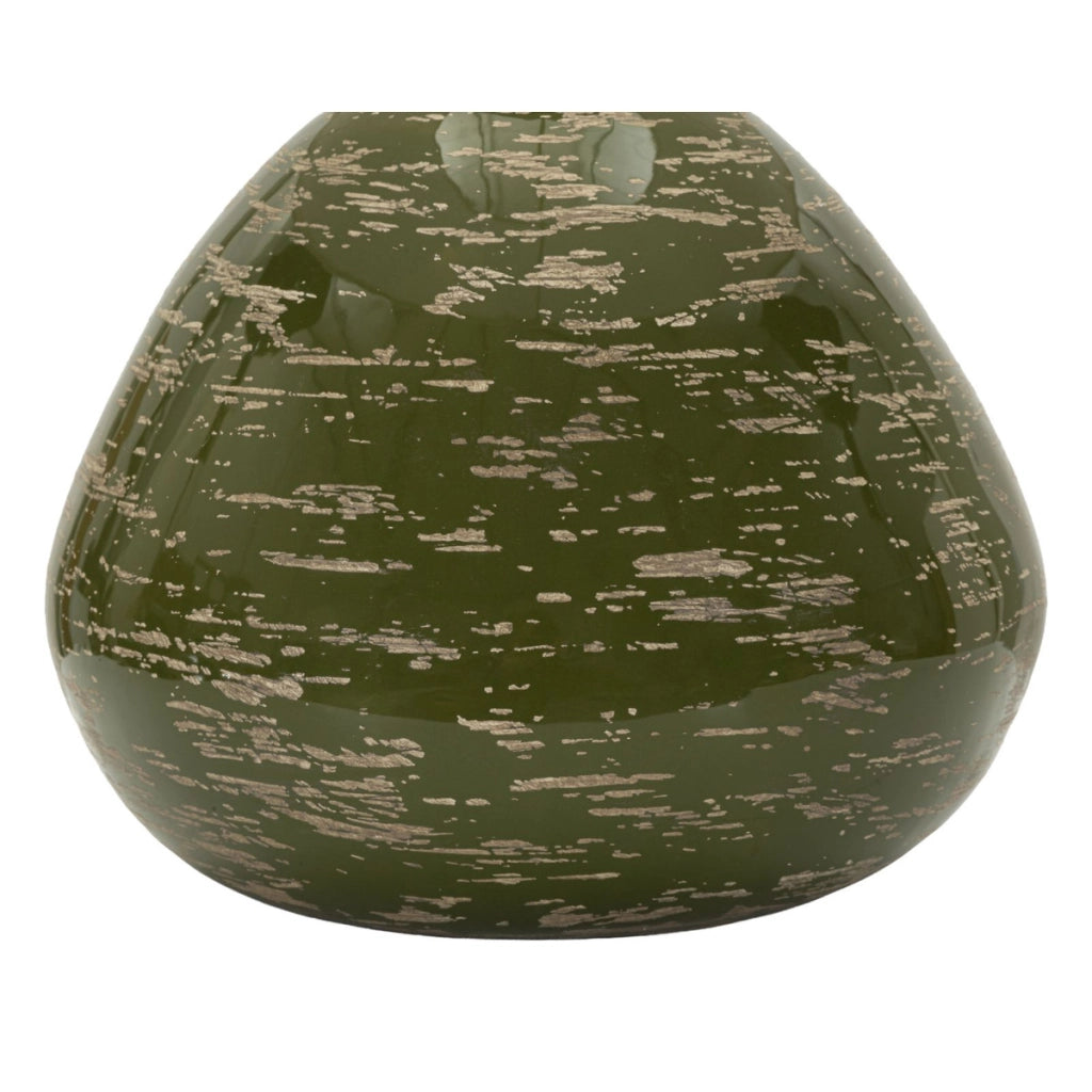 Lampada da tavolo in ceramica verde con paralume in poliestere
