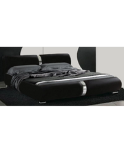 Letto Matrimoniale Due Piazze Ecopelle Nero e Acciaio 225x194cm