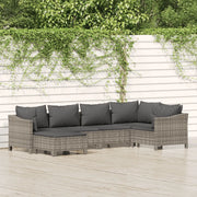 Set Divani da Giardino 6 pz con Cuscini in Polyrattan Grigiocod mxl 76686