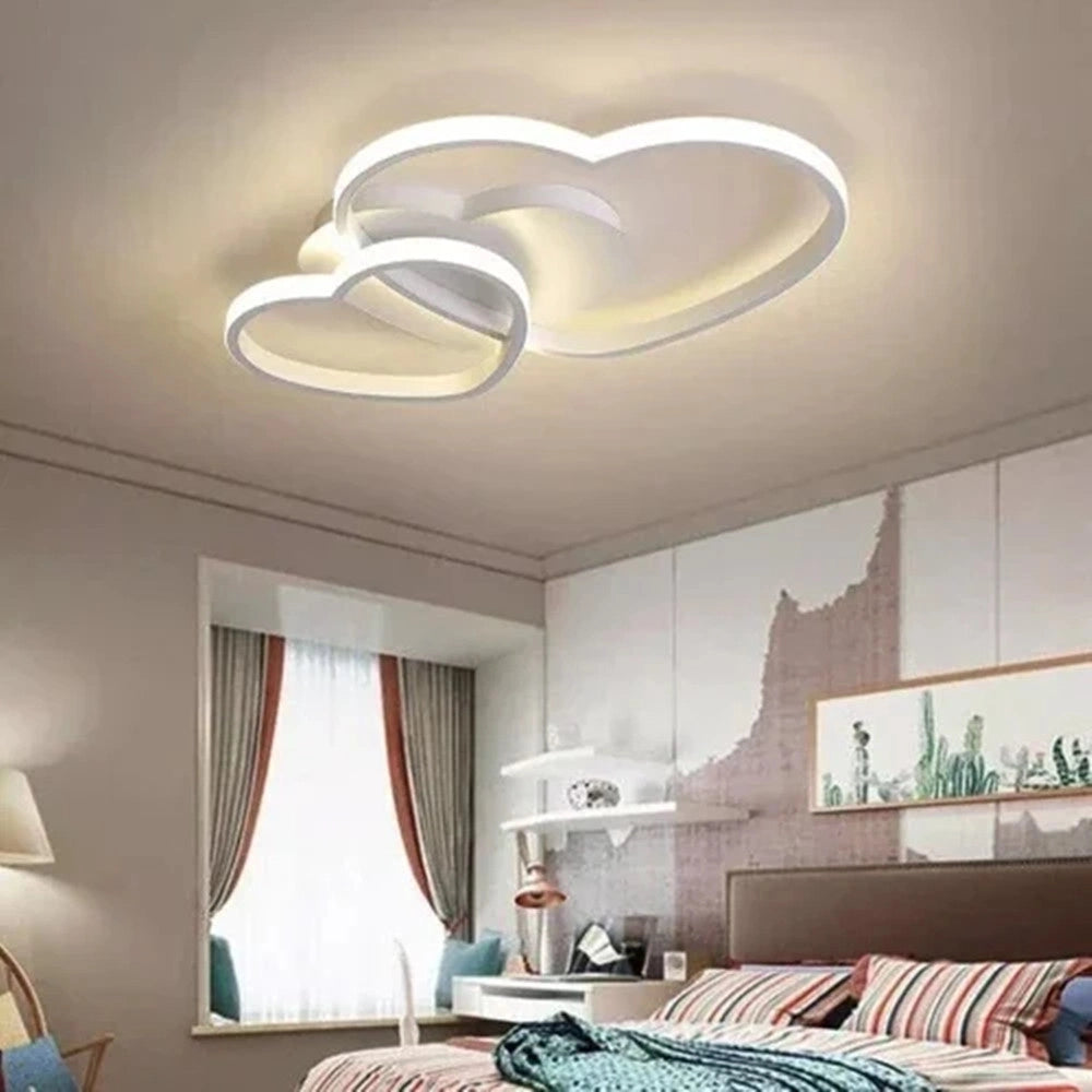 Trade Shop - Plafoniera Lampada Led Design Doppio Cuore Bianco 25w 3 Colori Di Luce Cct Pn-05b3c -