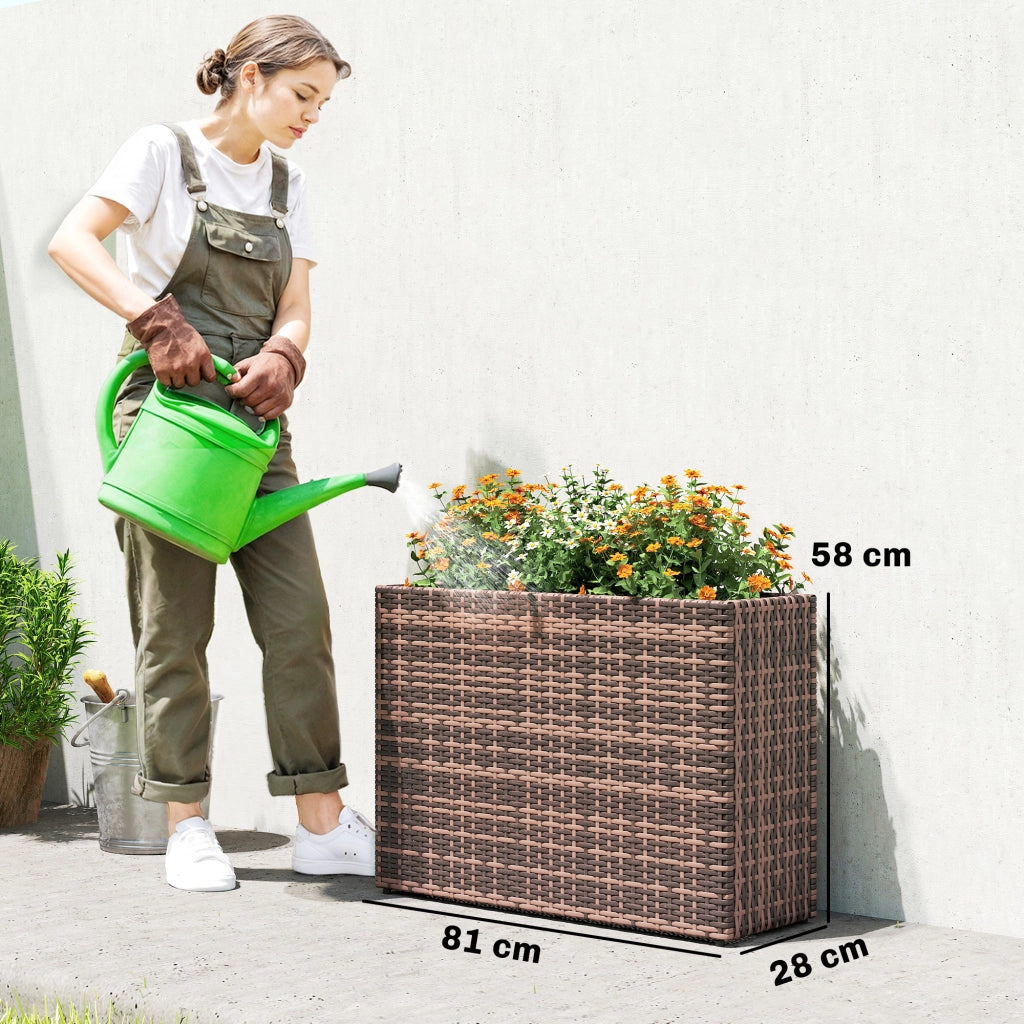 Letto Rialzato da Esterno in Rattan con Fori Drenaggio ¨C zephmum ¨C 45L Marrone
