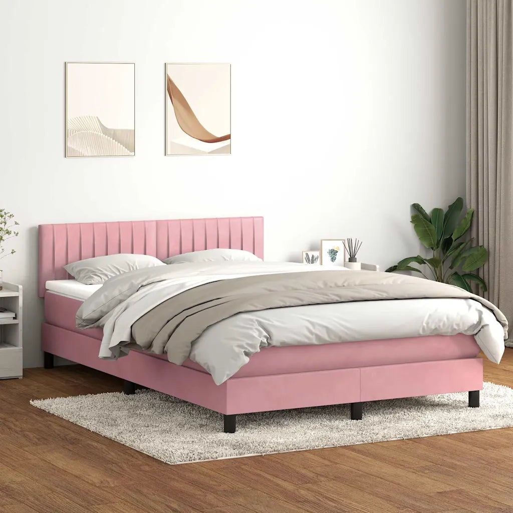 Giroletto a Molle con Materasso Rosa 160x220 cm in Velluto 3316460