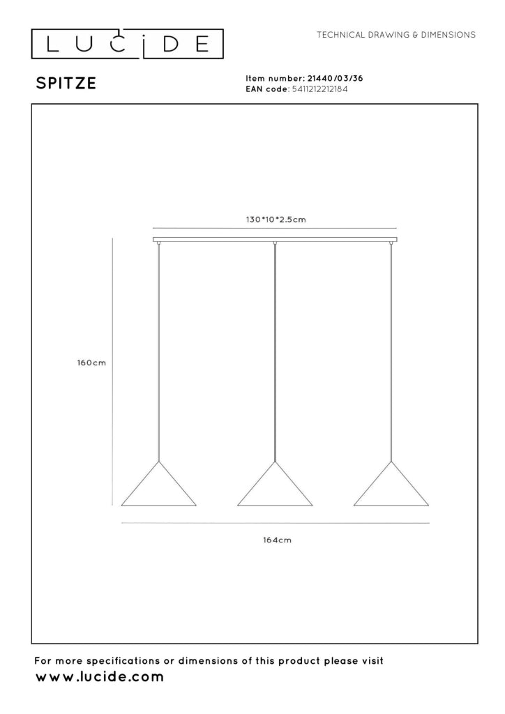 Lampada sospesa SPITZE 3xE27 grigio nero Lucide