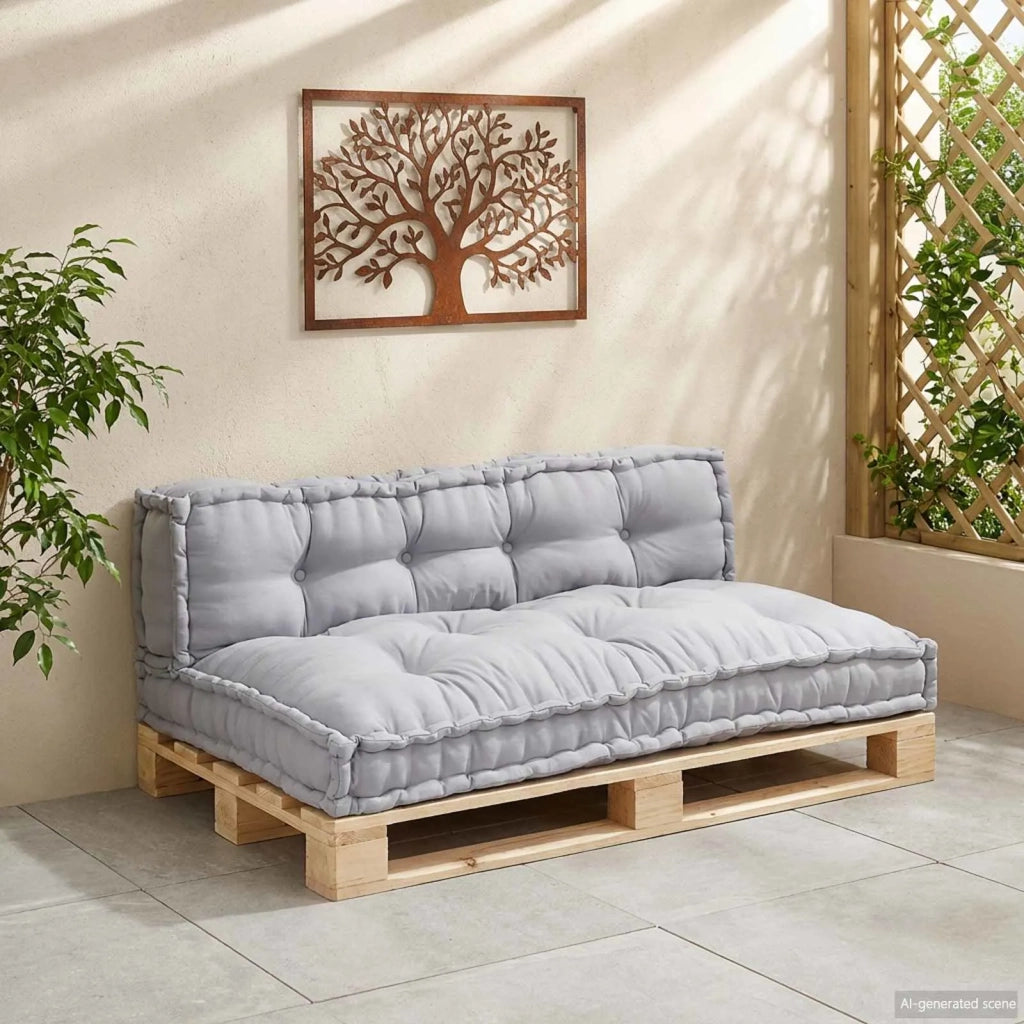 Cuscino per Divano Pallet 2 pcs Grigio 120 x 80 x 38 cm Tessuto 4019099