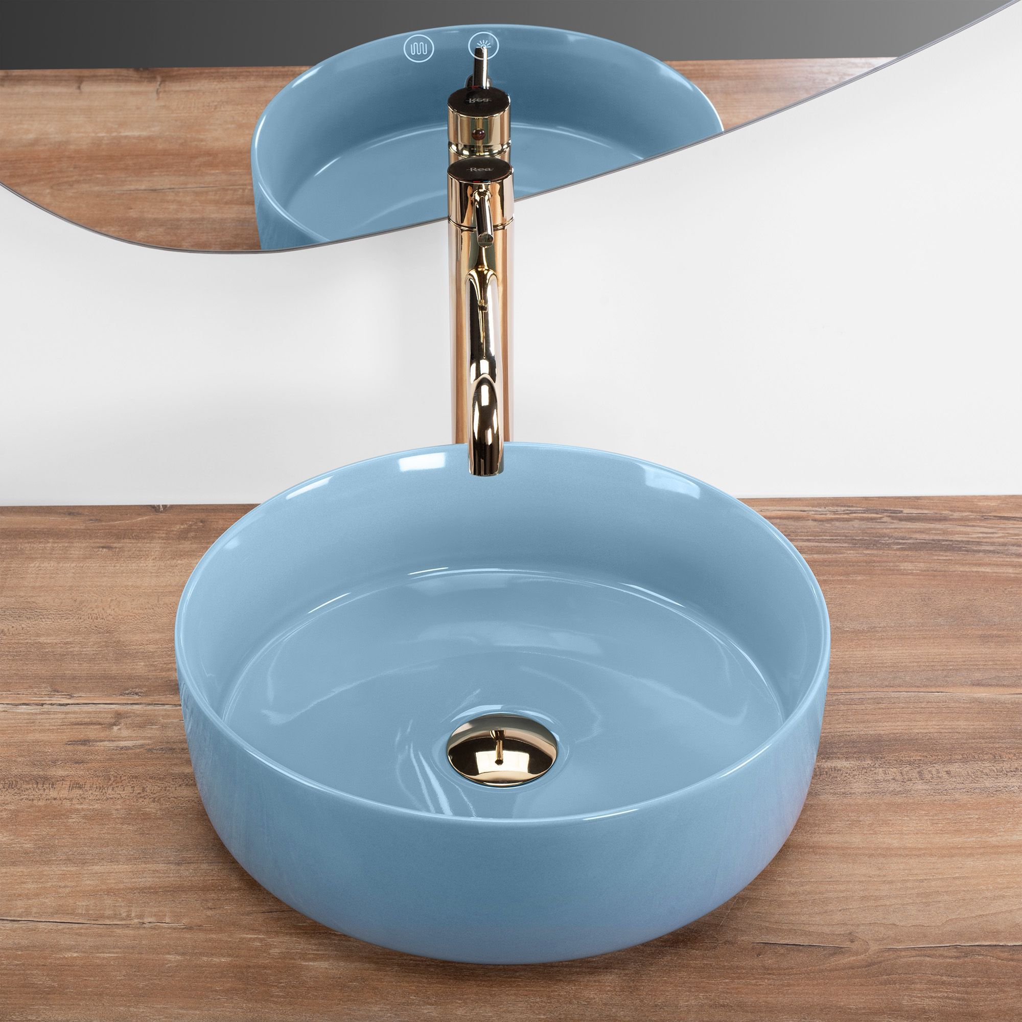 Lavabo Da Appoggio Rea Sami L.blue Shiny