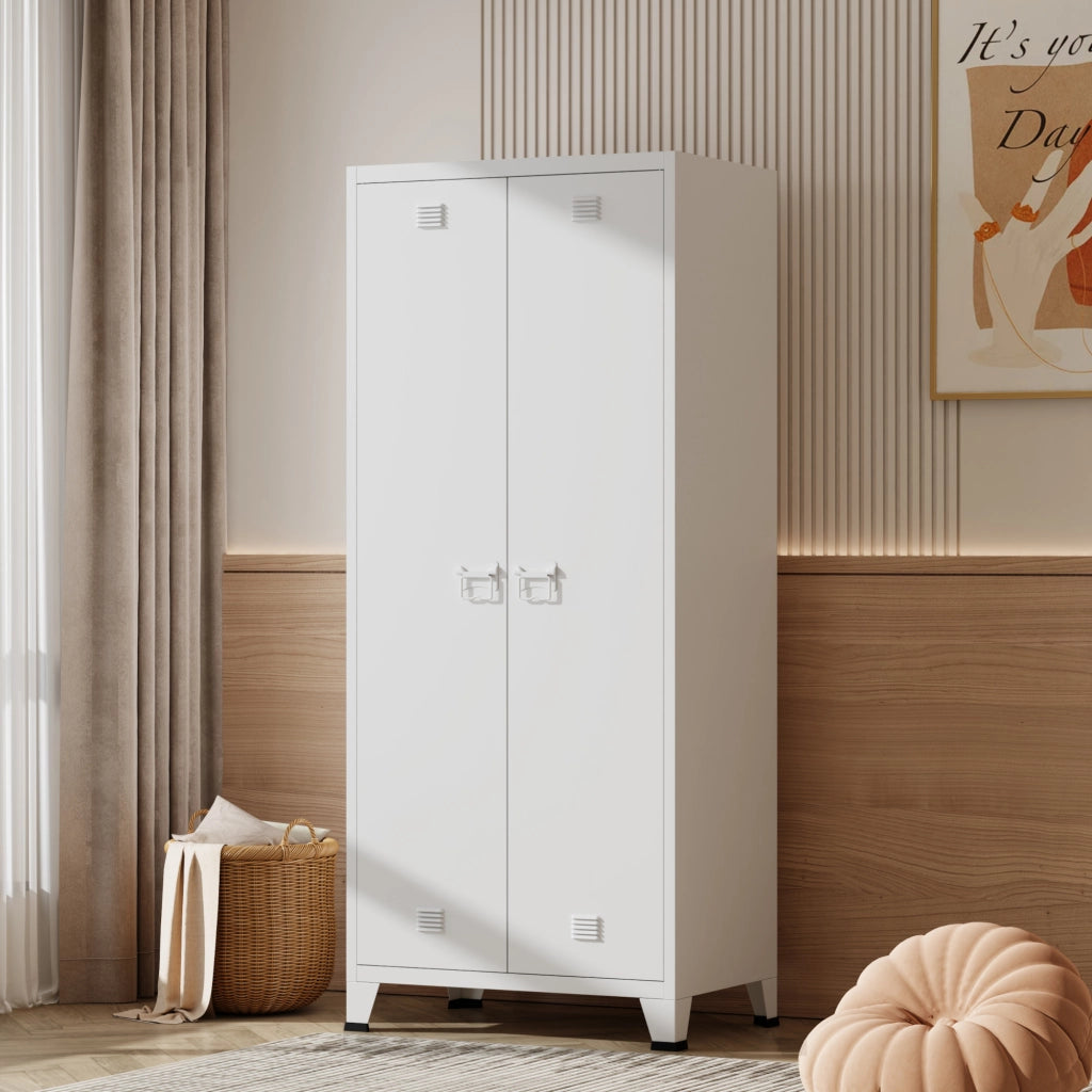 Armadio Hankasalmi per Guardaroba 180 x 90 x 40 cm Acciaio Bianco [en.casa]