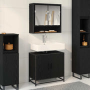 Set di mobili per il bagno 2 pcs Rovere Nero Legno multistrato 3402347