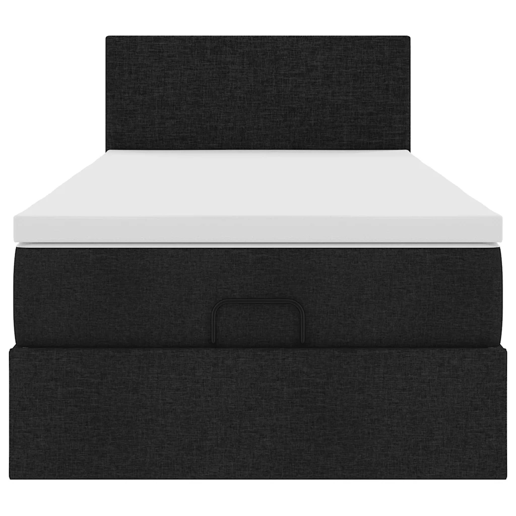 Struttura Letto Pouf con Materasso Nero 80x200 cm in Tessuto