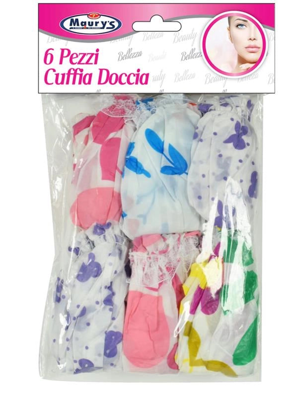 MAURY'S CUFFIE DOCCIA IN CONFEZIONE DA  6 PZ CON COLORAZIONE ASSORTITA