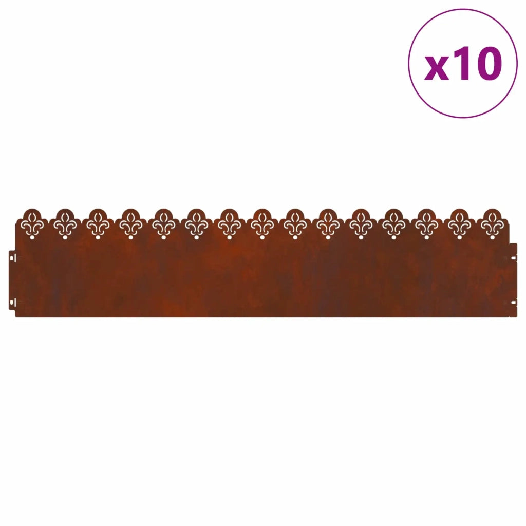 Bordure per prato 10 pcs Ruggine 103 x 0,05 x 22 cm