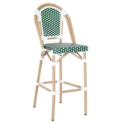Oviala - Sedia alta da giardino in alluminio e rattan sintetico bianco e verde