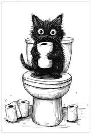 Decorazione per la stanza da bagno - Immagine unica di animali - Tela impermeabile - 20 x 30 cm - Nero/Bianco