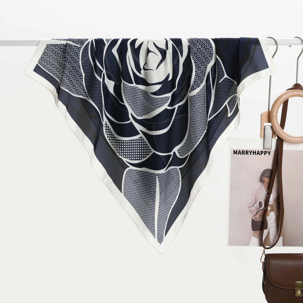 Foulard quadrato da donna in seta, stile francese, perfetto per la primavera e l'estate, da indossare come sottoveste sotto t-shirt e camicie, oppure come foulard per proteggersi dal sole.
