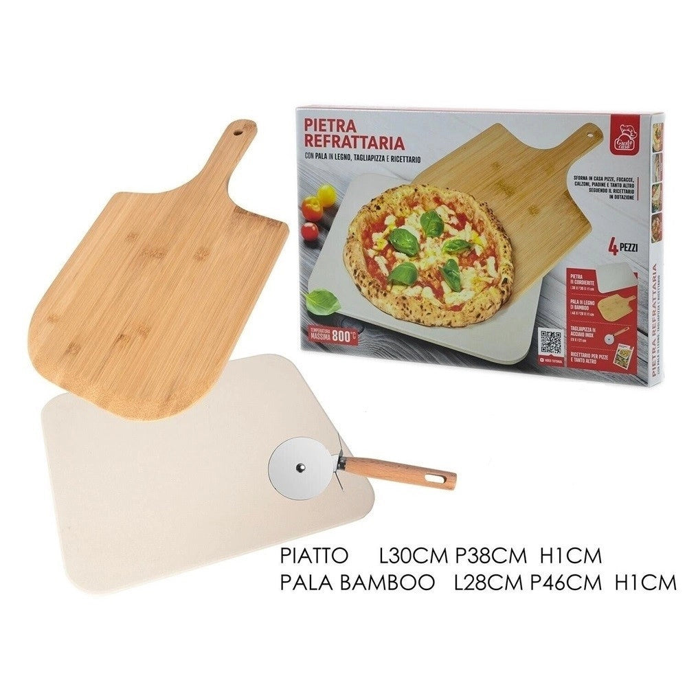 Trade Shop - Pala Per Pizza In Legno Betulla 46 X 28 Cm Slim Con Rotella Pizza Piatto -