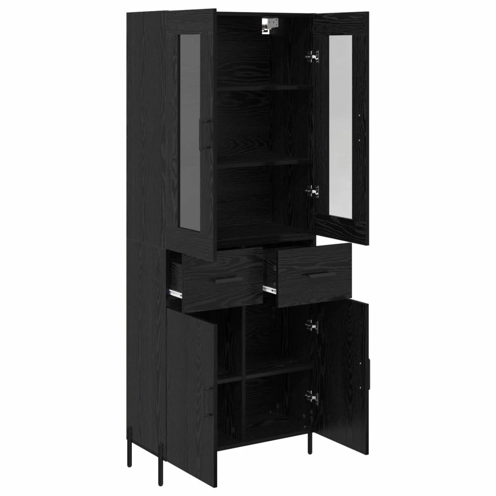 Credenza | Madia | Buffet da pranzo | Armadio da pranzo Rovere Nero 69,5 x 34 x 180 cm Legno multistrato