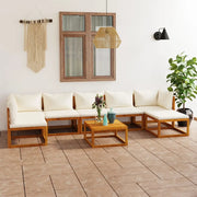 Set Divani da Giardino 8 pz con Cuscini Crema Massello Acacia 3057661