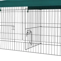 Gabbia per Conigli da Esterno e Interno con Tettuccio in Acciaio, 220x85x70cm, Verde