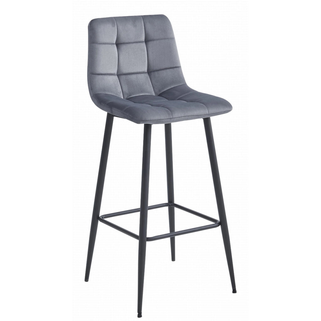 Set di 2 sgabelli bar Arceto in velluto grigio scuro e metallo