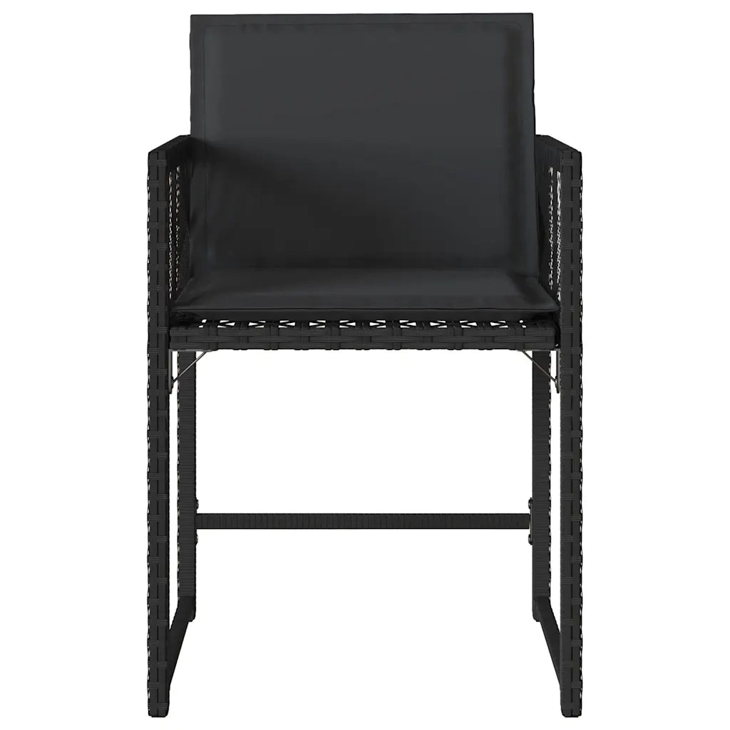 Sedie da Giardino con Cuscini 4 pz | Sedie da Esterno Nere in Polyrattan