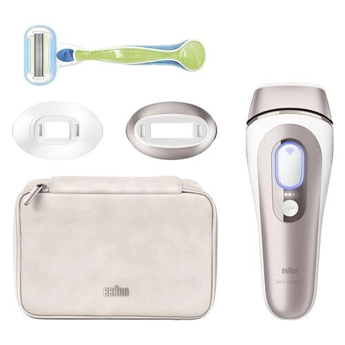 Braun Epilatore Luce Pulsata Smart Skin I·Expert, Epilazione A Casa Tua, Custodia, Rasoio Donna Venus, 2 Testine, PL7147