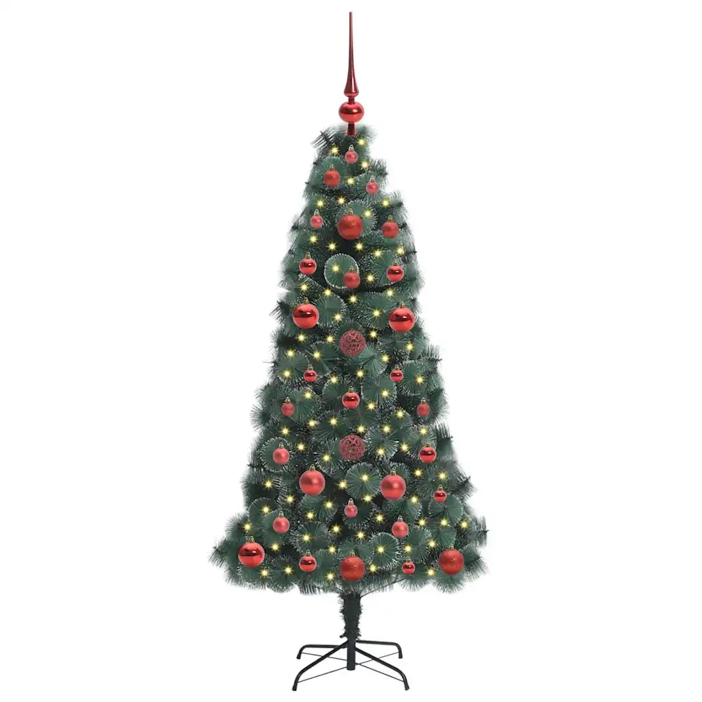 Albero di Natale Artificiale pre-illuminato-Albero Natalizio con Set di Palline 366149