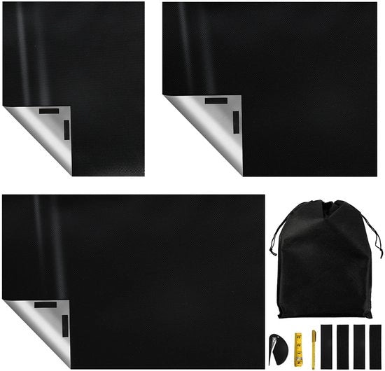 Verdunatore di luce per finestra 145x100 cm – Materiale di oscuramento per zanzariere – Senza perforazione – Rollo portatile – Nero