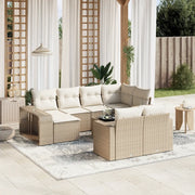 Set Divani da Giardino 11 pz con Cuscini Beige in Polyrattan 3261298