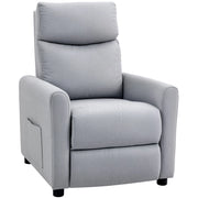 Poltrona Reclinabile 135° Max 73x86x100 cm in Tessuto Effetto Lino Schiuma Acciaio e Legno Grigio Chiaro