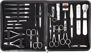 Set di manicure - Set di manicure 7-dlg MEGA set di unghie 'Varese' - pelle in plastica nera - paio di forbici per unghie - pinza per unghie - paio di forbici da barba - trimmer per unghie