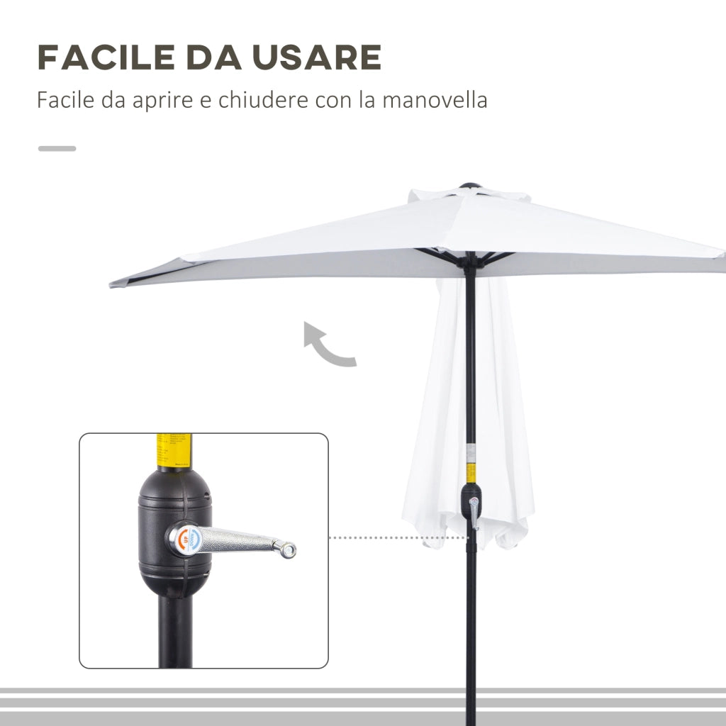 Ombrellone da Terrazza Mezzaluna ¨C zephmum ¨C Bianco 2.6x1.35 m