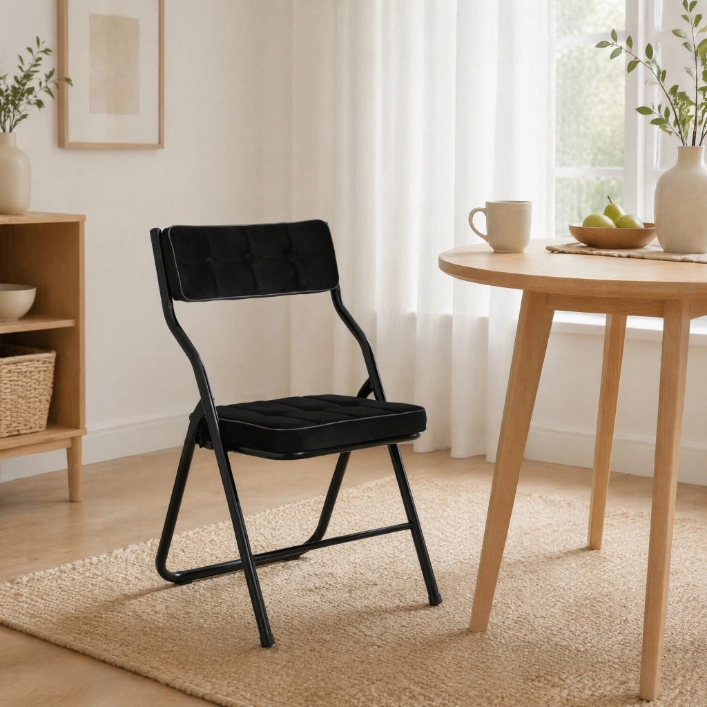 SEDIA Pieghevole Imbottita Set da 2 pezzi Nero in Acciaio