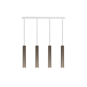 Lampadario Industrial-Minimal Xeana Metallo Bianco Bronzo 4 Luci Gu10